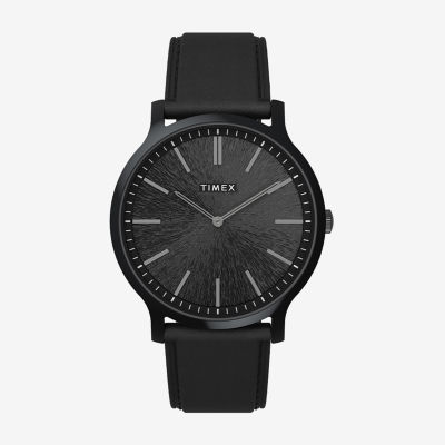 Timex watch shop black leather strap