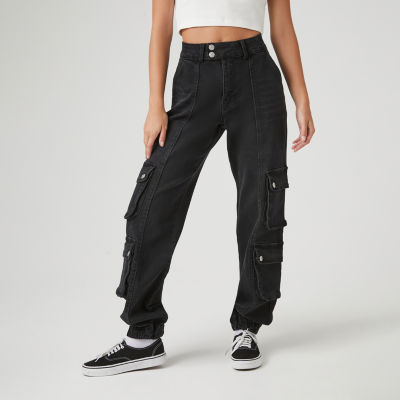 Forever 21 Women's Denim Cargo Joggers in Black Small - ShopStyle Jeans