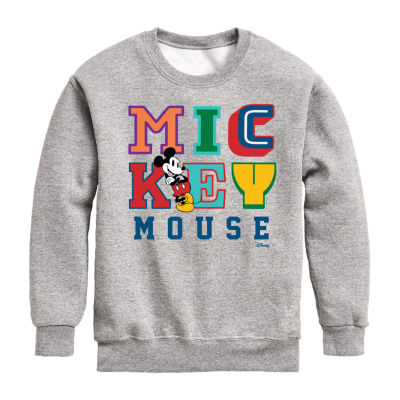 Disney Collection Little Big Boys Crew Neck Long Sleeve Fleece Mickey Mouse Sweatshirt Color Gray JCPenney