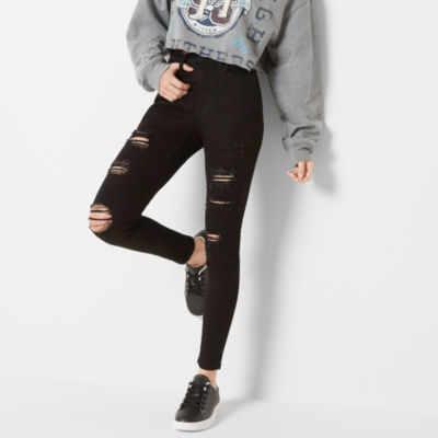 Girls skinny black ripped on sale jeans