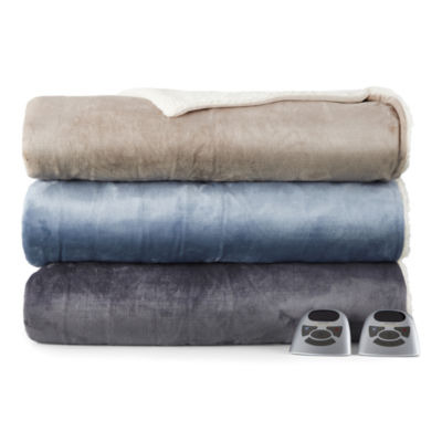 Sleep Well™ by Biddeford™ Velour Sherpa Heated Blanket - JCPenney
