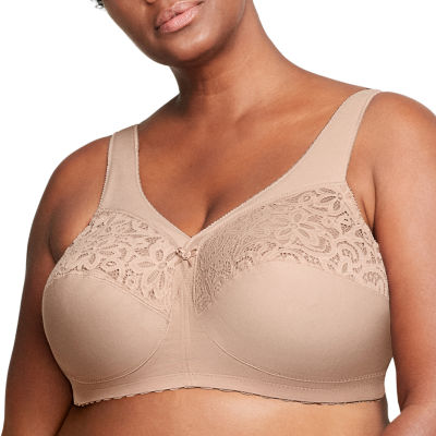 Women's Cotton Full Coverage Wirefree Non-padded Lace Plus Size Bra 50D 