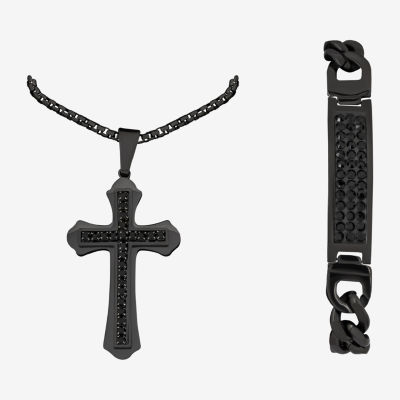 Black Stainless Steel Cross with Secret Chamber and Spoon – Suay Men