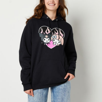 Juniors Kuromi And My Melody Oversized Womens Long Sleeve Hoodie, Color:  Black - JCPenney