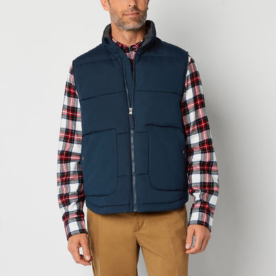 St. John's Bay Quilted Cargo Mens Puffer Vest, Color: Signature