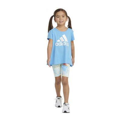 adidas Little Girls 2 pc. Short Set Color Semi Blue Burst JCPenney
