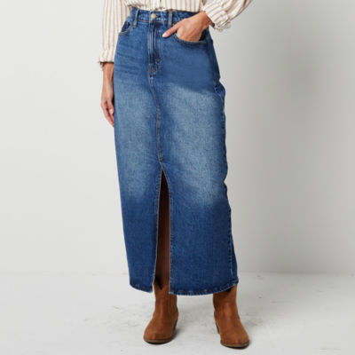 High waisted on sale jean skirt jcpenney