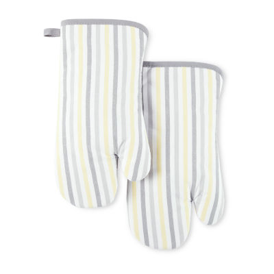 Martha Stewart Amber Floral Cotton Pink/Yellow Oven Mitt and Pot Holder (Set of 2)