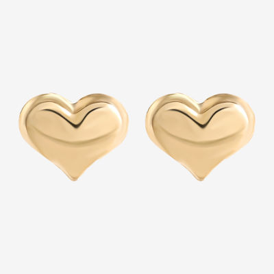 Heart Shaped Yellow Gold Stud Earrings