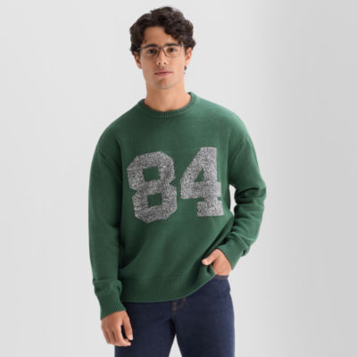 Arizona Mens Crew Neck Long Sleeve Pullover Sweater, Color: Green