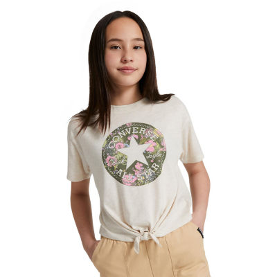 miljø konto timeren Converse Big Girls Crew Neck Short Sleeve Graphic T-Shirt, Color: Natural  Ivory - JCPenney