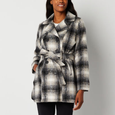 Grey plaid wool sales coat