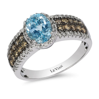 LIMITED QUANTITIES! LeVian Grand Sample Sale Chocolatier® Genuine  Aquamarine and Diamond Ring, Color: White Gold - JCPenney