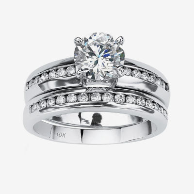 Cz bridal sets sales in white gold