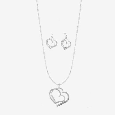 Liz Claiborne Pendant Necklace And Drop Earring 2 pc. Glass Heart Jewelry Set JCPenney