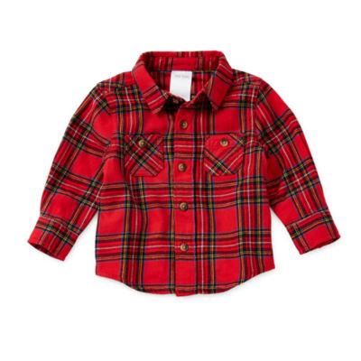 Baby boy red hot sale button down shirt