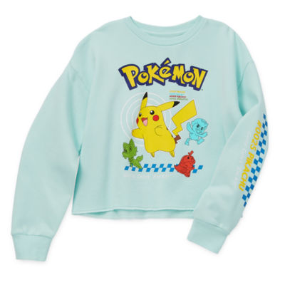 Little & Big Girls Crew Neck Long Sleeve Pokemon Fleece Sweatshirt