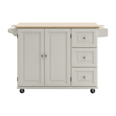 Brantley Granite Top Rolling Kitchen Cart with Towel Rack, Color: White -  JCPenney