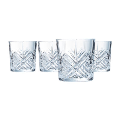 JoyJolt Set of (2) 7.4oz Windsor Double Old Fashioned Tumblers ,Clear