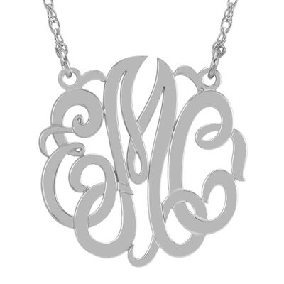 Personalized Sterling Silver 40mm Monogram Initials Pendant