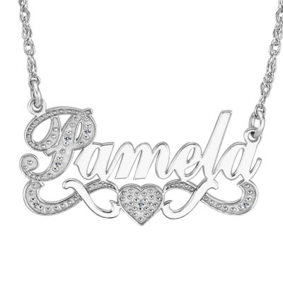 White gold name on sale necklace with diamonds