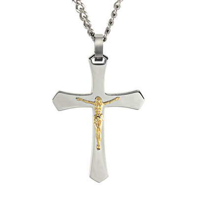 Stainless steel crucifix on sale pendant