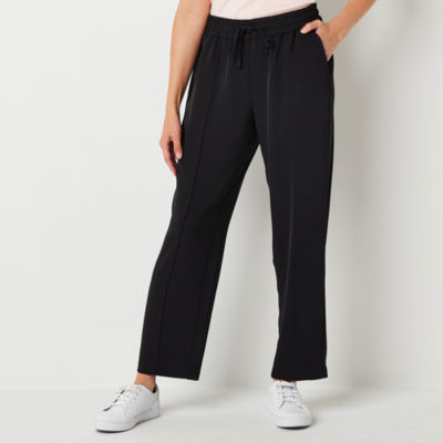 Liz Claiborne Womens Mid Rise Straight Drawstring Pants, Color: Black -  JCPenney