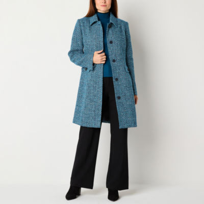 Liz claiborne woven belted heavyweight overcoat hotsell