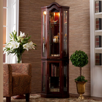 Lighted curio corner deals cabinet