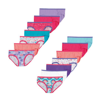 Hanes Girls Cotton Hipsters 10-Pack, Tagless Heart Panties Sizes 4-14