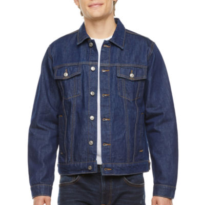 AMI Faux Fur Lined Trucker Jacket Denim