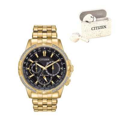 Citizen Calendrier Mens Diamond Accent Gold Tone Stainless Steel Bracelet Watch JCPenney