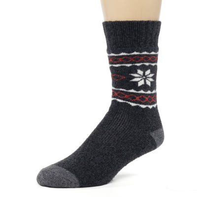 Snowflake Fairisle Shearling Lined Crew Slipper Sock - Cuddl Duds