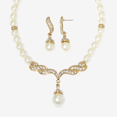 WFD Dramatic Crystal & Freshwater Pearl Bridal Jewelry Set