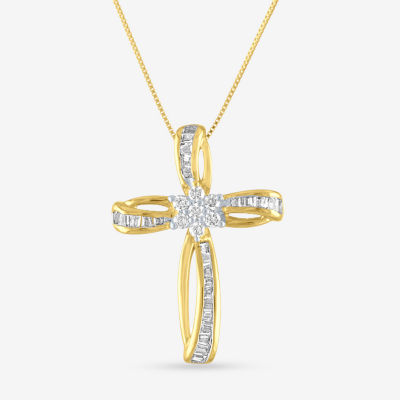 10K Rose Gold 1/10 Carat TW Diamond Gift Cross Pendant