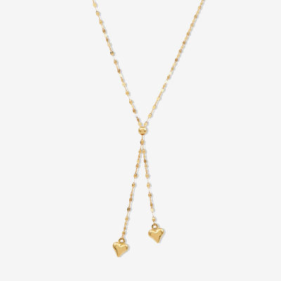 Lariat Style Womens 14K Gold Heart Y Necklace - JCPenney