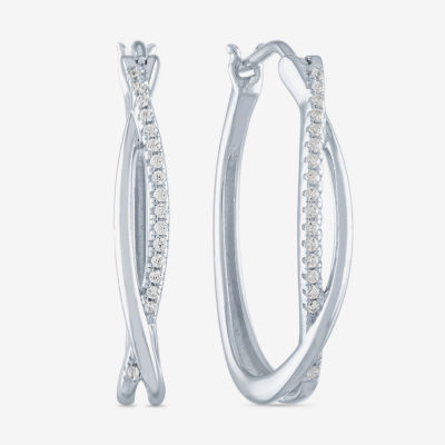 Diamond Fascination™ Small Hoop Earrings in Sterling Silver with