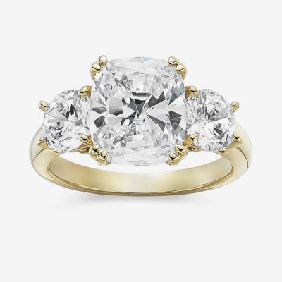 DiamonArt® Womens 5 3/4 CT. T.W. White Cubic Zirconia 14K Gold Over Silver  3-Stone Engagement Ring