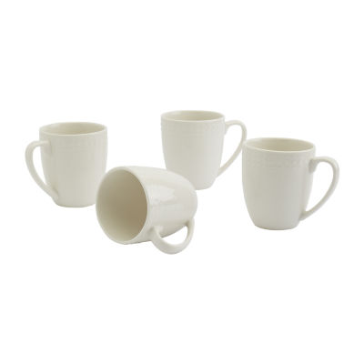 Elama - Rosales 6 Piece 12 Ounce Porcelain Mug Set in White