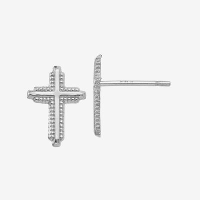 White gold cross stud on sale earrings