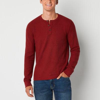 mutual weave Mens Long Sleeve Regular Fit Waffle Henley Shirt - JCPenney