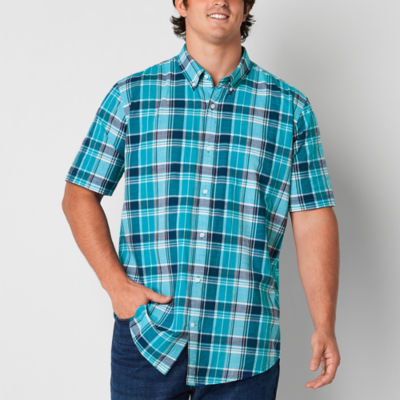 St. John's Bay Poplin Big and Tall Mens Classic Fit Short Sleeve Button ...
