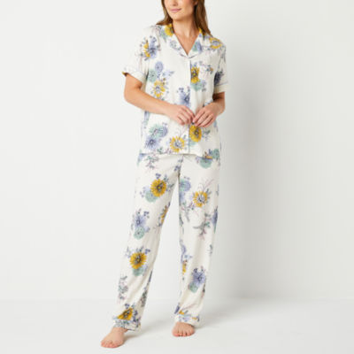 Liz Claiborne Womens Short Sleeve 2-pc. Pant Pajama Set - JCPenney