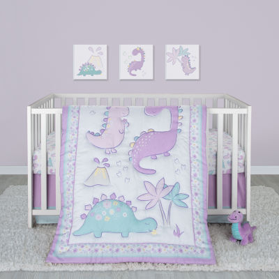 Purple elephant crib online bedding set