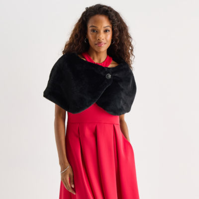 Danny & Nicole Womens Faux Fur Shrug, Color: Black - JCPenney