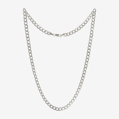Made in Italy Sterling Silver 24 inch Solid Curb Chain Necklace | One Size | Necklaces + Pendants Chain Necklaces | Holiday Gifts | Christmas Gifts 