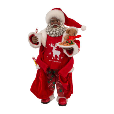 Kurt Adler 10.5-In Fabriché Black Santa Figurine, Color: Red