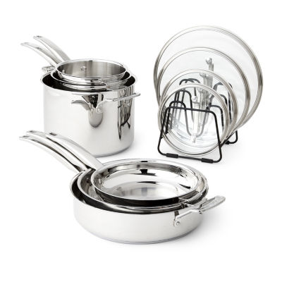 Tramontina Gourmet 8-pc. Tri-Ply Clad 18/10 Stainless Steel Induction-Ready Cookware  Set-JCPenney, Color: Stainless Steel