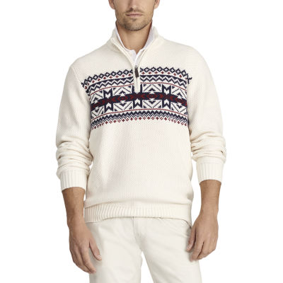 IZOD Fairisle Mens Long Sleeve Pullover Sweater Color Whisper