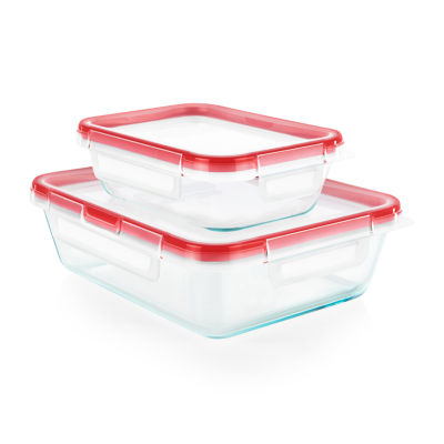 Pyrex 3.4-cup Meal Box Glass Divided Storage Container Duo